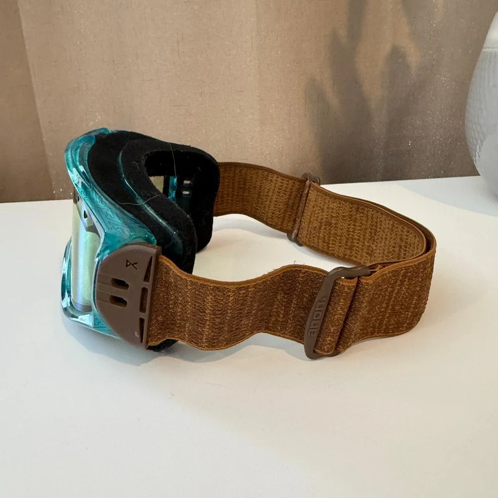 Anon Ski Snowboard Goggles Teal Translucent Frame Brown Adjustable Strap Unisex